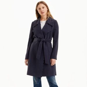 Club Monaco Frederikka Scalloped Edge Blue Trench Coat Size Small